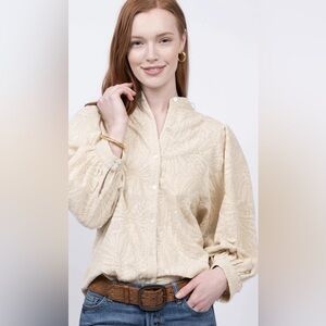 Ivy Jane Embroidered cream blouse XL boho coastal beach